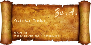 Zsinka Andor névjegykártya